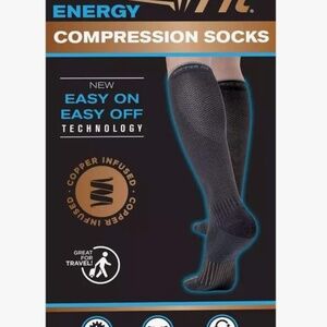 Copper Fit Energy Compression Socks,  1 PACK, Men Size 9-12, Women's 10-13, NWB